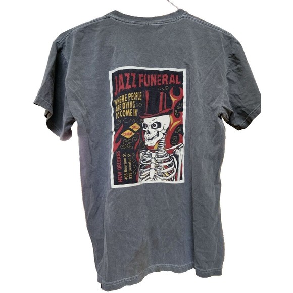 Jazz Funeral Skeleton New Orleans Medium T-Shirt Unisex Horror Halloween 2 Sides - Picture 1 of 6